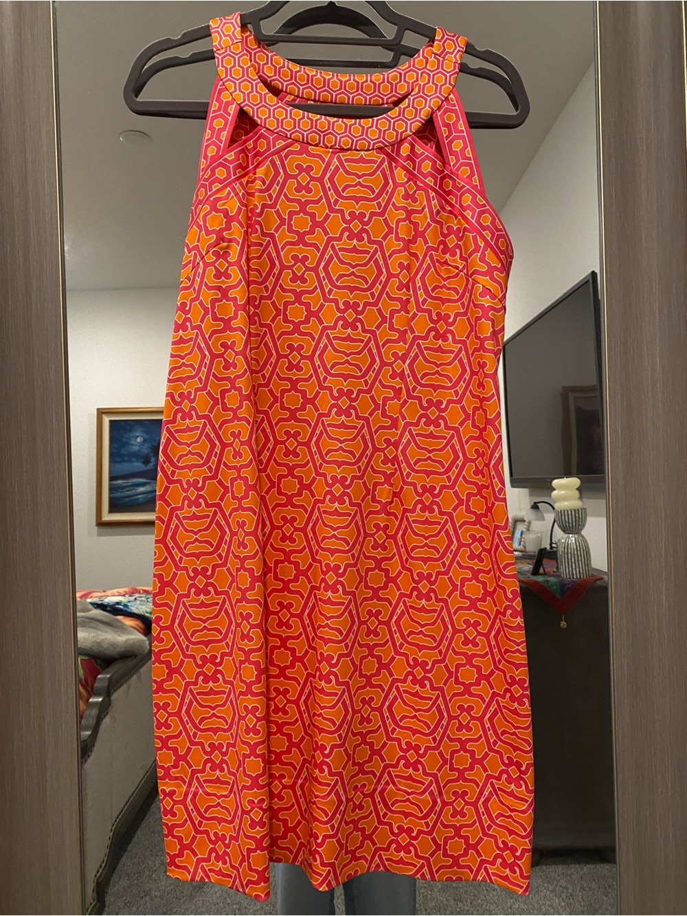 Gretchen Scott Designs Pink & Orange Geometric Mini Dress